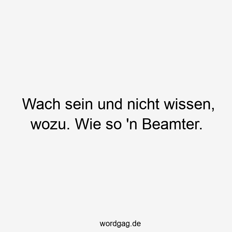 Wach sein und nicht wissen, wozu. Wie so ’n Beamter.