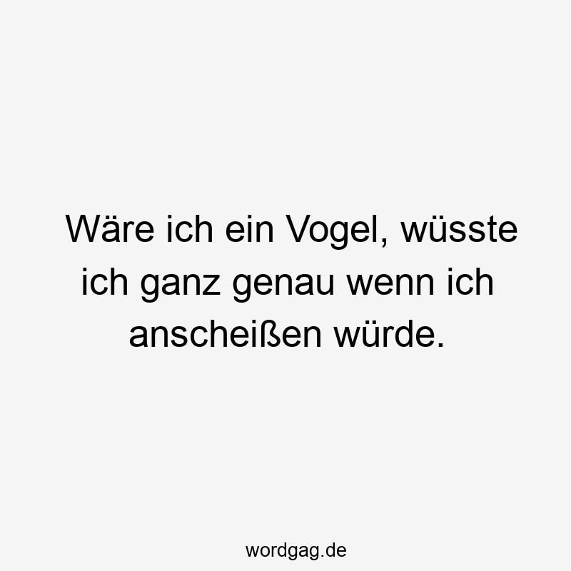 Wäre ich ein Vogel, wüsste ich ganz genau wenn ich anscheißen würde.