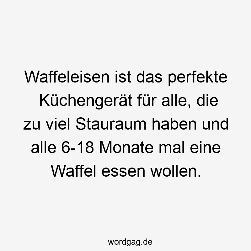 Waffeleisen ist das perfekte Küchengerät für alle, die zu viel Stauraum haben und alle 6-18 Monate mal eine Waffel essen wollen.