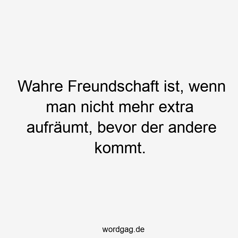 Wahre Freundschaft ist, wenn man nicht mehr extra aufräumt, bevor der andere kommt.