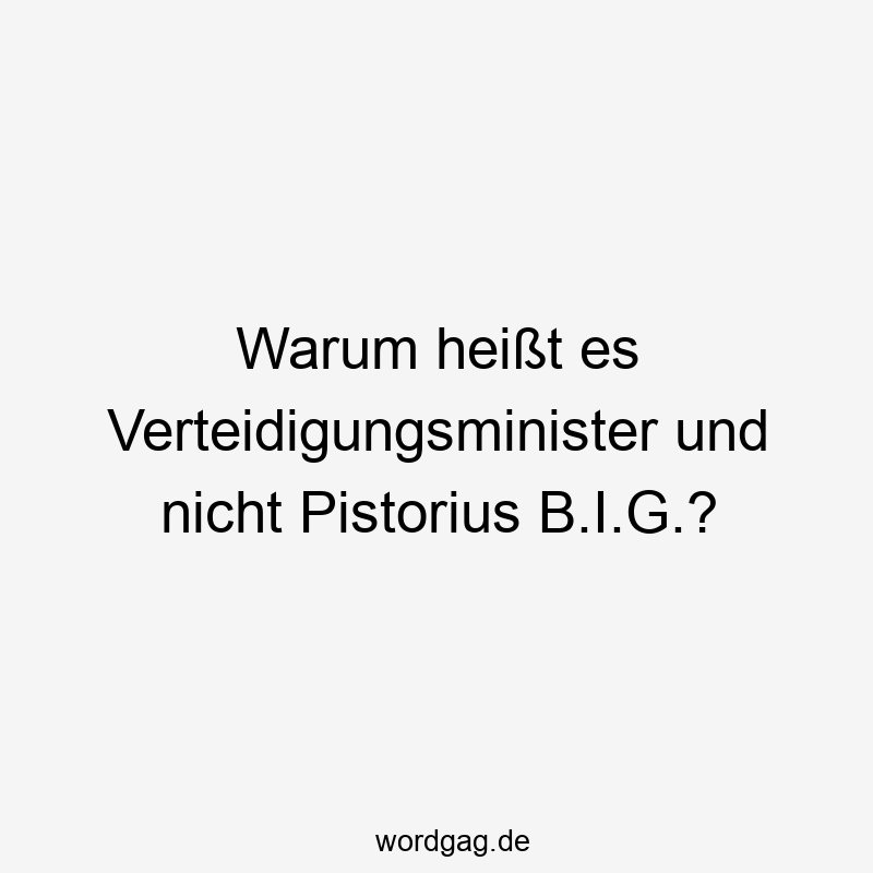 Warum heiĂt es Verteidigungsminister und nicht Pistorius B.I.G.?