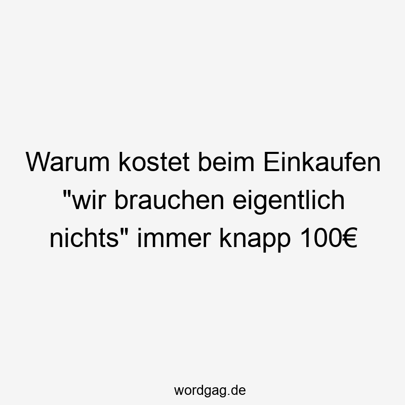 Warum kostet beim Einkaufen „wir brauchen eigentlich nichts“ immer knapp 100€