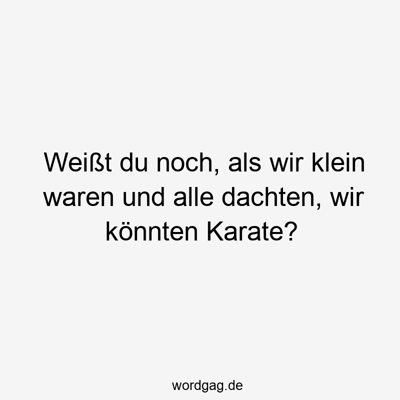 Weißt du noch, als wir klein waren und alle dachten, wir könnten Karate?