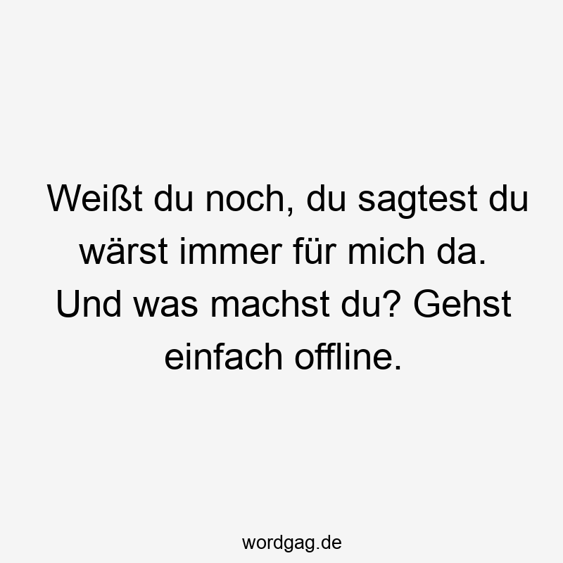Weißt du noch, du sagtest du wärst immer für mich da. Und was machst du? Gehst einfach offline.