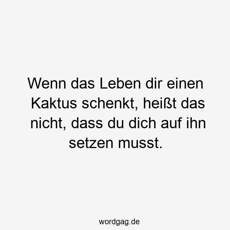 Wenn das Leben dir einen Kaktus schenkt, heißt das nicht, dass du dich auf ihn setzen musst.