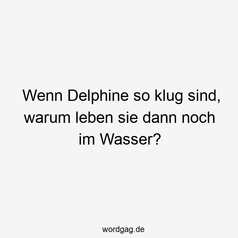 Wenn Delphine so klug sind, warum leben sie dann noch im Wasser?