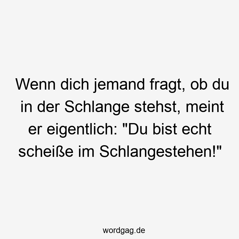 Wenn dich jemand fragt, ob du in der Schlange stehst, meint er eigentlich: „Du bist echt scheiße im Schlangestehen!“
