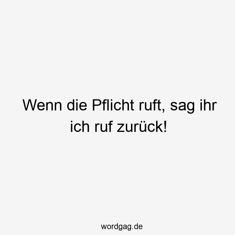 13 Lustige Ruf Sprüche - Wenn die Pflicht ruft, sag ihr ich ruf zurück!