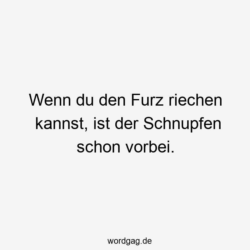 Wenn du den Furz riechen kannst, ist der Schnupfen schon vorbei.