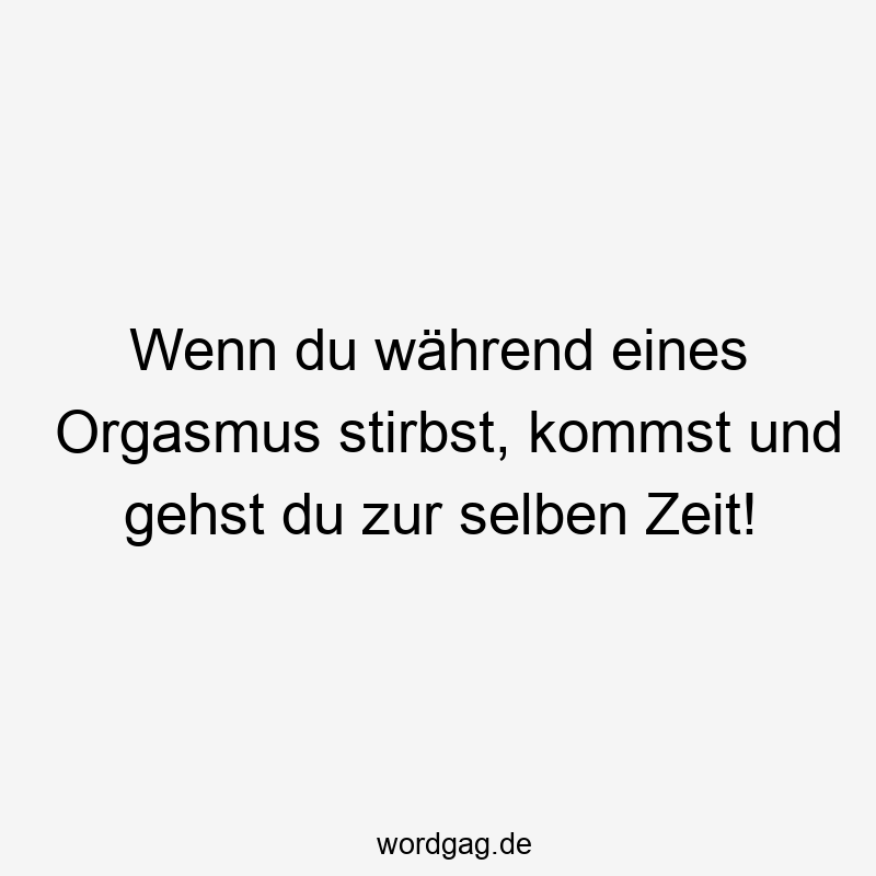 Wenn du während eines Orgasmus stirbst, kommst und gehst du zur selben Zeit!