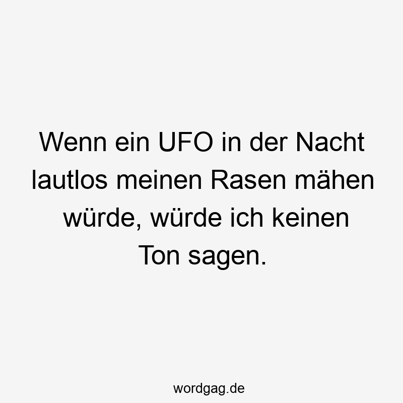 Wenn ein UFO in der Nacht lautlos meinen Rasen mähen würde, würde ich keinen Ton sagen.