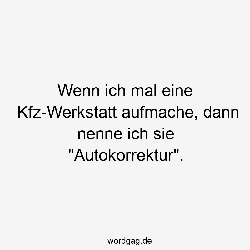 Wenn ich mal eine Kfz-Werkstatt aufmache, dann nenne ich sie „Autokorrektur“.