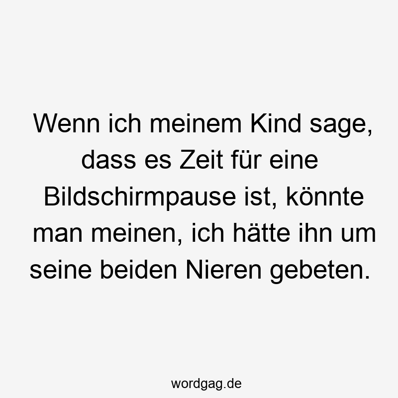 Wenn ich meinem Kind sage, dass es Zeit für eine Bildschirmpause ist, könnte man meinen, ich hätte ihn um seine beiden Nieren gebeten.