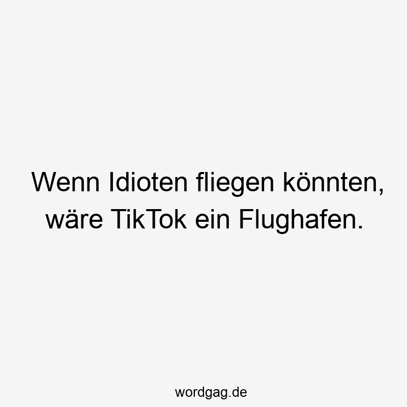Wenn Idioten fliegen könnten, wäre TikTok ein Flughafen.
