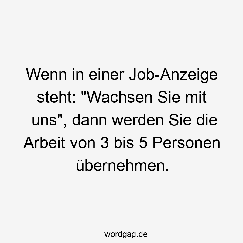 Wenn in einer Job-Anzeige steht: „Wachsen Sie mit uns“, dann werden Sie die Arbeit von 3 bis 5 Personen übernehmen.