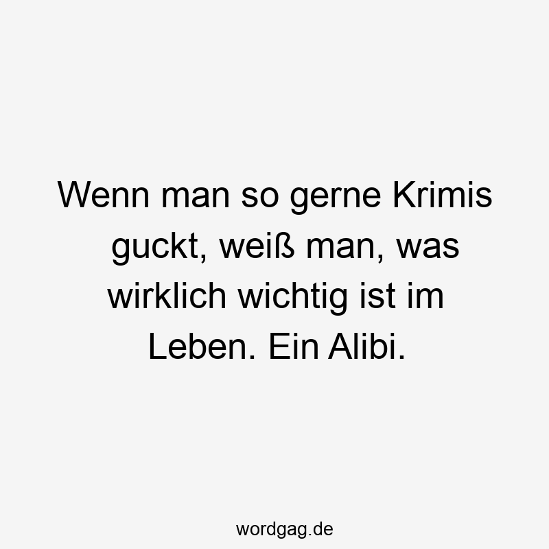 Wenn man so gerne Krimis guckt, weiß man, was wirklich wichtig ist im Leben. Ein Alibi.