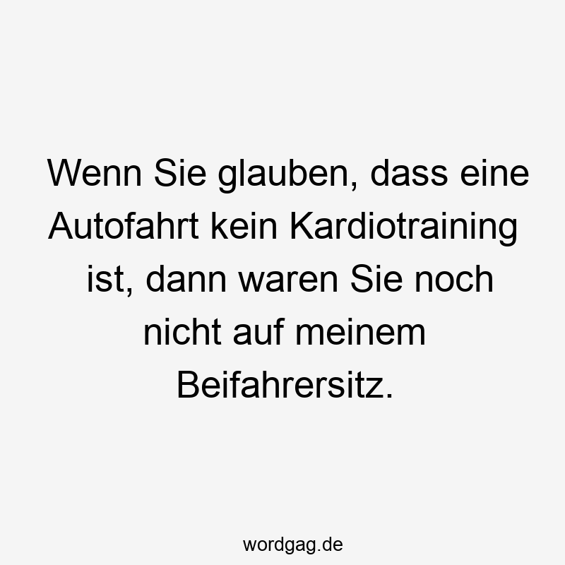 Lustige Beifahrersitz Sprüche - Wenn Sie glauben, dass eine Autofahrt kein Kardiotraining ist, dann waren Sie noch nicht auf meinem Beifahrersitz.