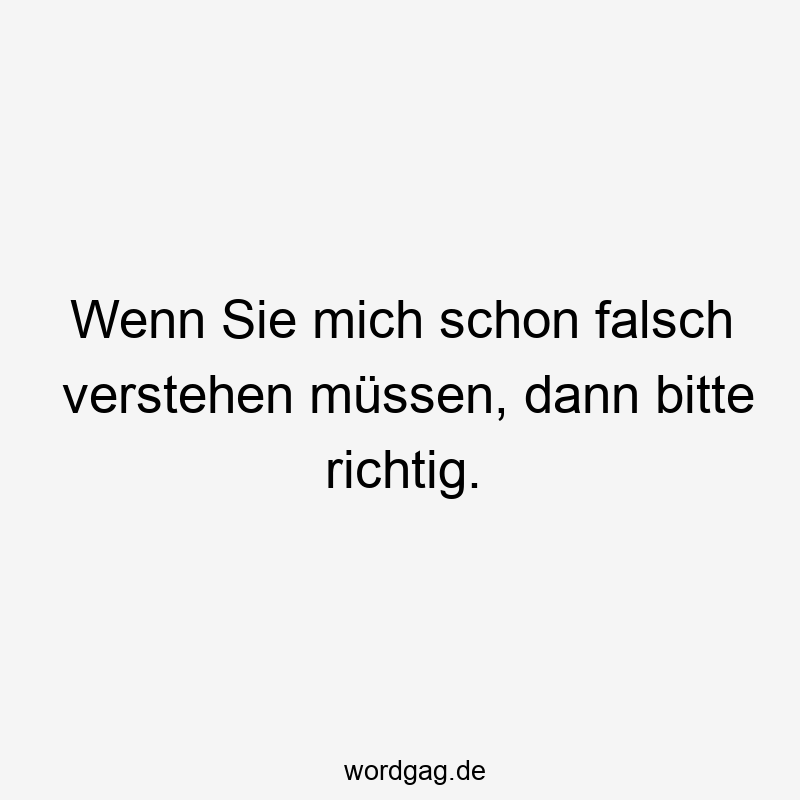 Wenn Sie mich schon falsch verstehen müssen, dann bitte richtig.