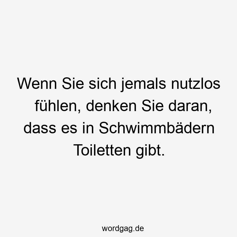 Wenn Sie sich jemals nutzlos fühlen, denken Sie daran, dass es in Schwimmbädern Toiletten gibt.