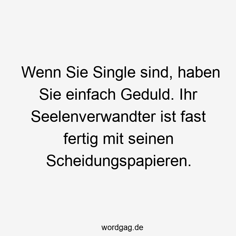 12 Lustige Seelenverwandter Sprüche - Wenn Sie Single sind, haben Sie einfach Geduld. Ihr Seelenverwandter ist fast fertig mit seinen Scheidungspapieren.
