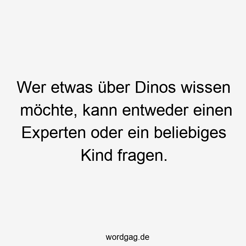 Wer etwas über Dinos wissen möchte, kann entweder einen Experten oder ein beliebiges Kind fragen.