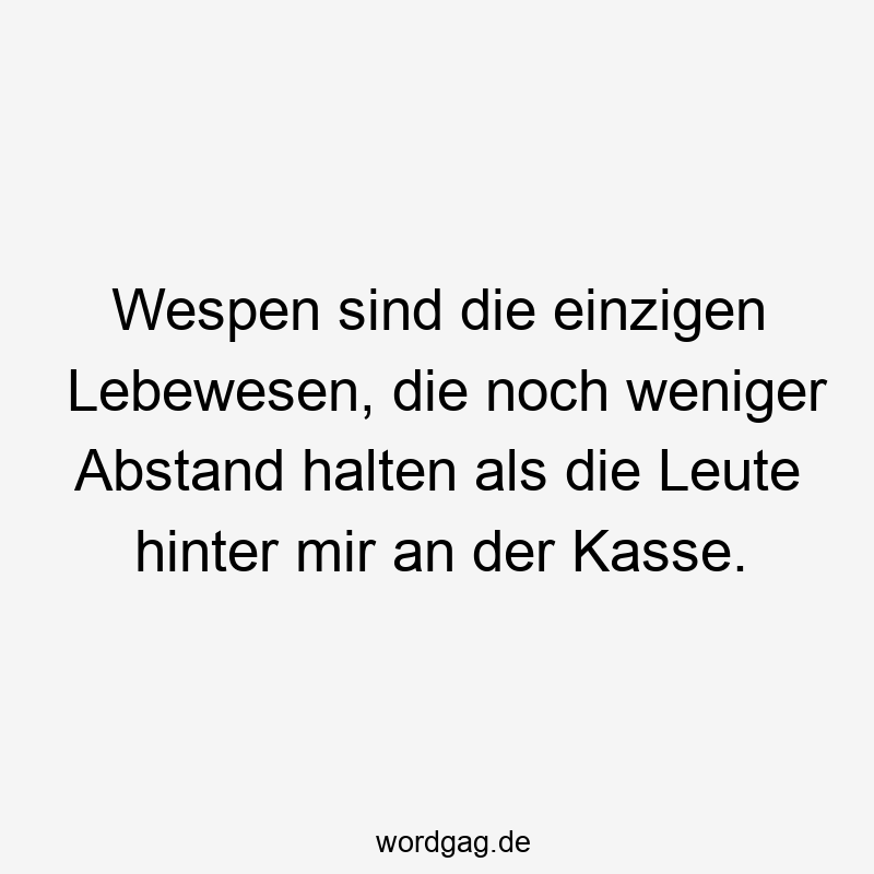 Humorvoller Spruch über Wespen und Menschenmengen, frech und witzig.