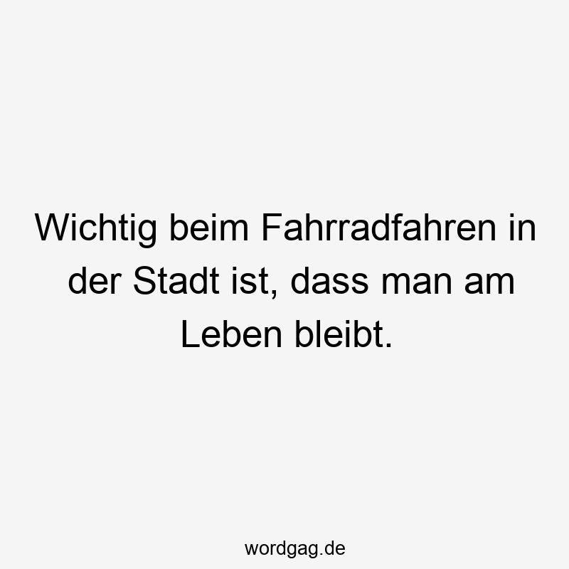 Wichtig beim Fahrradfahren in der Stadt ist, dass man am Leben bleibt.