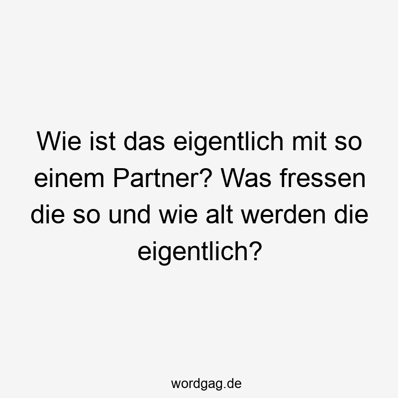 Wie ist das eigentlich mit so einem Partner? Was fressen die so und wie alt werden die eigentlich?