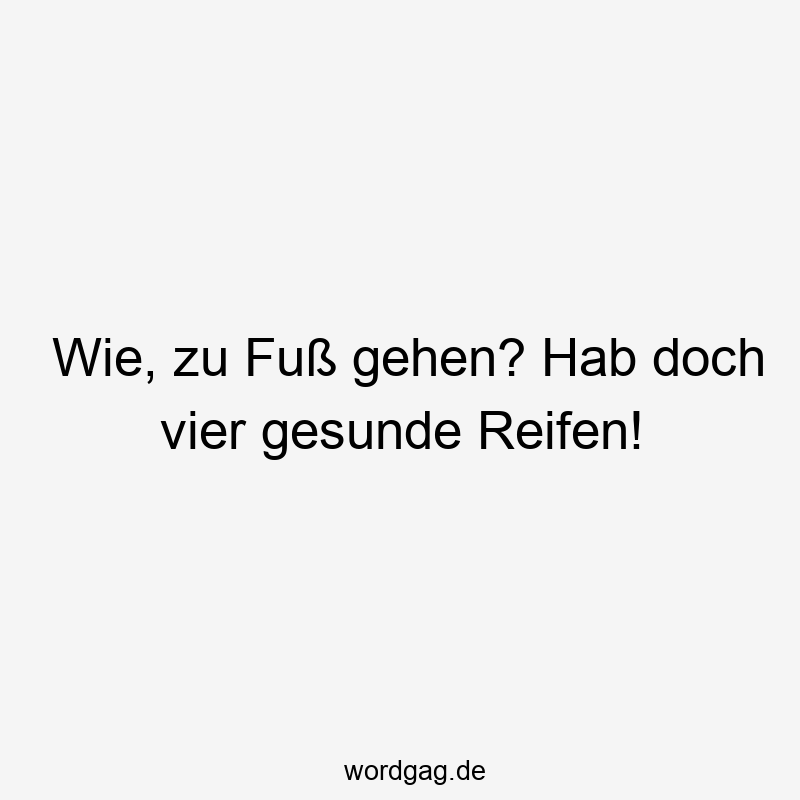 Wie, zu Fuß gehen? Hab doch vier gesunde Reifen!