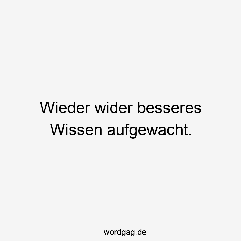 Lustige Sprüche: wieder - Wieder wider besseres Wissen aufgewacht.