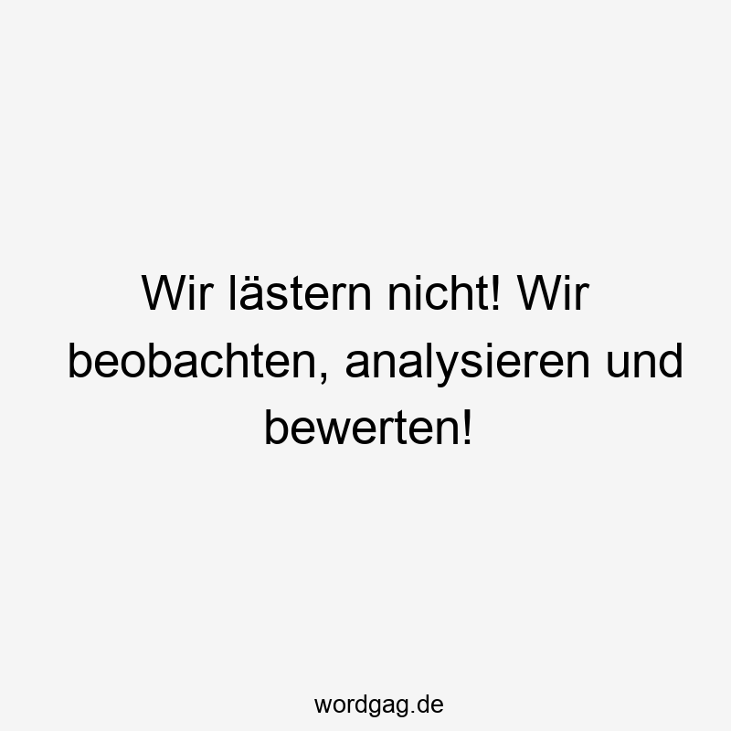 Wir lästern nicht! Wir beobachten, analysieren und bewerten!