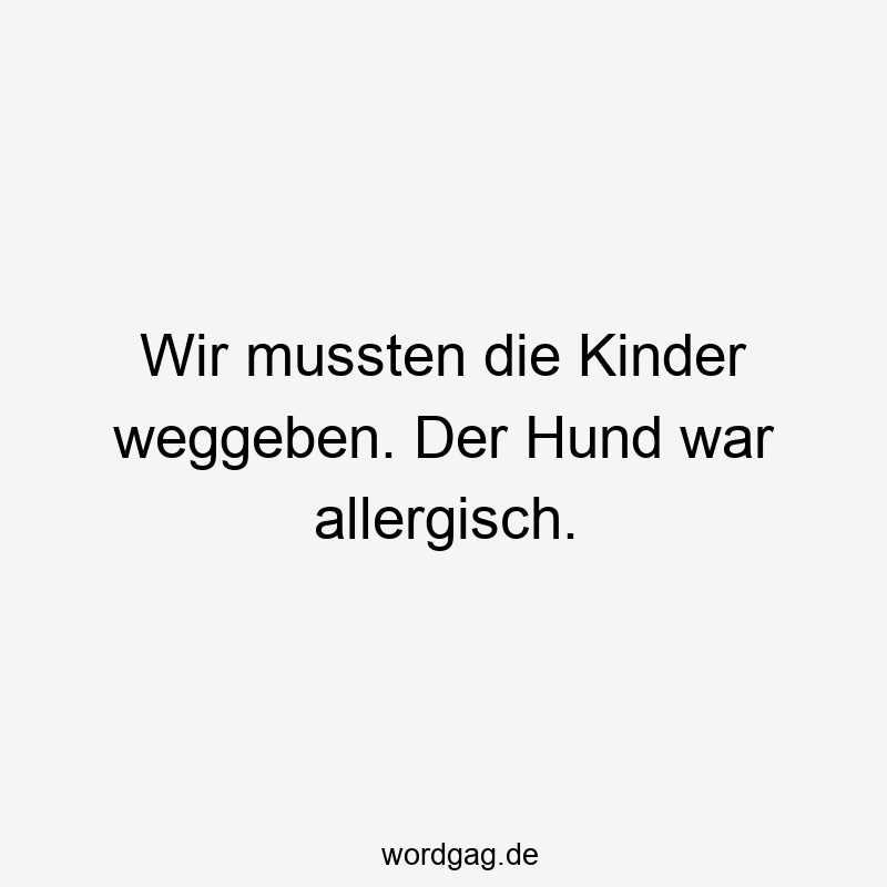 Wir mussten die Kinder weggeben. Der Hund war allergisch.