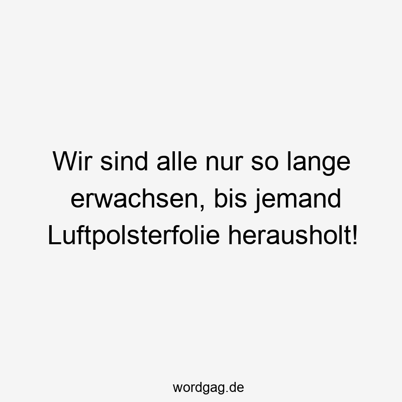 Wir sind alle nur so lange erwachsen, bis jemand Luftpolsterfolie herausholt!