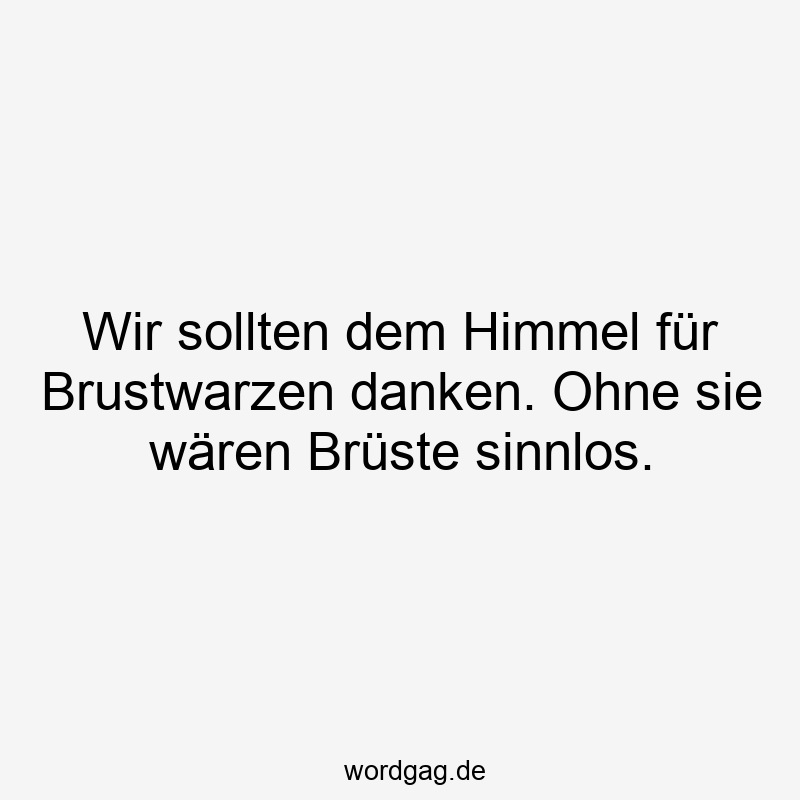 Wir sollten dem Himmel für Brustwarzen danken. Ohne sie wären Brüste sinnlos.