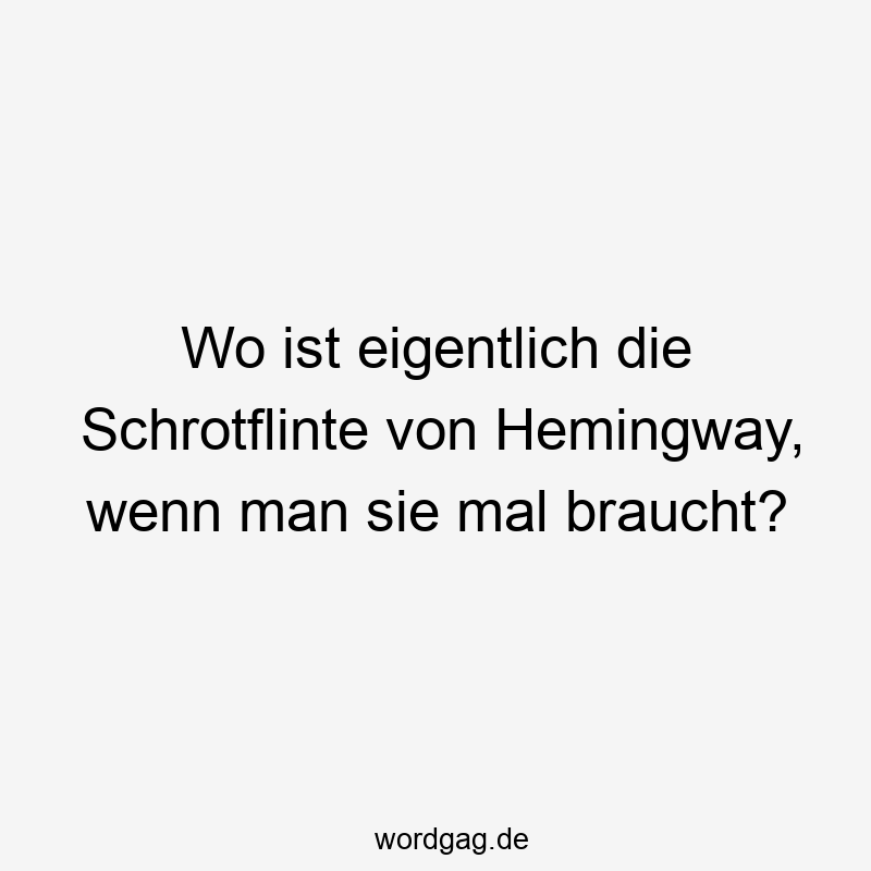 Wo ist eigentlich die Schrotflinte von Hemingway, wenn man sie mal braucht?
