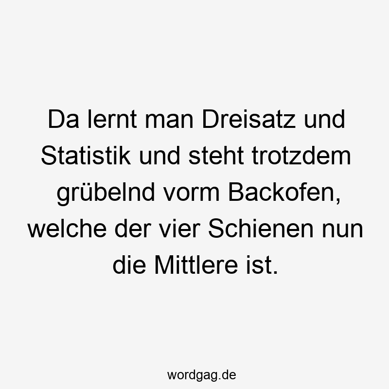 Da lernt man Dreisatz und Statistik und steht trotzdem grübelnd vorm Backofen, welche der vier Schienen nun die Mittlere ist.