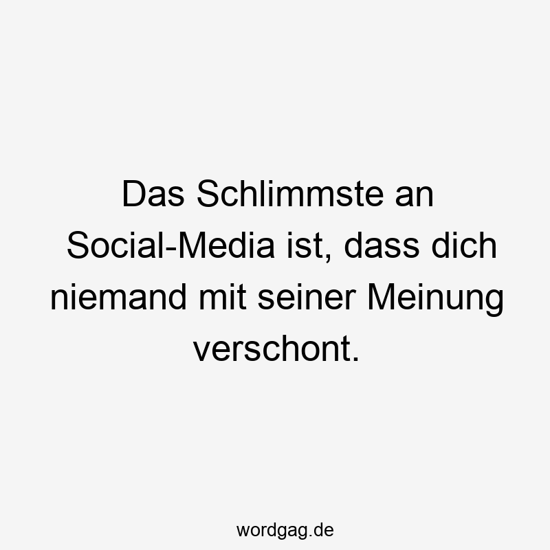 Das Schlimmste an Social-Media ist, dass dich niemand mit seiner Meinung verschont.