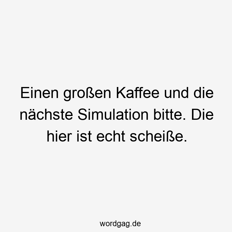 Einen großen Kaffee und die nächste Simulation bitte. Die hier ist echt scheiße.