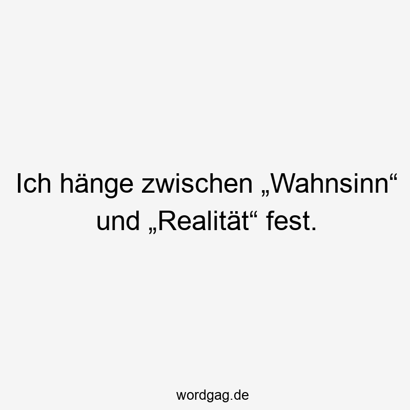 Ich hänge zwischen „Wahnsinn“ und „Realität“ fest.