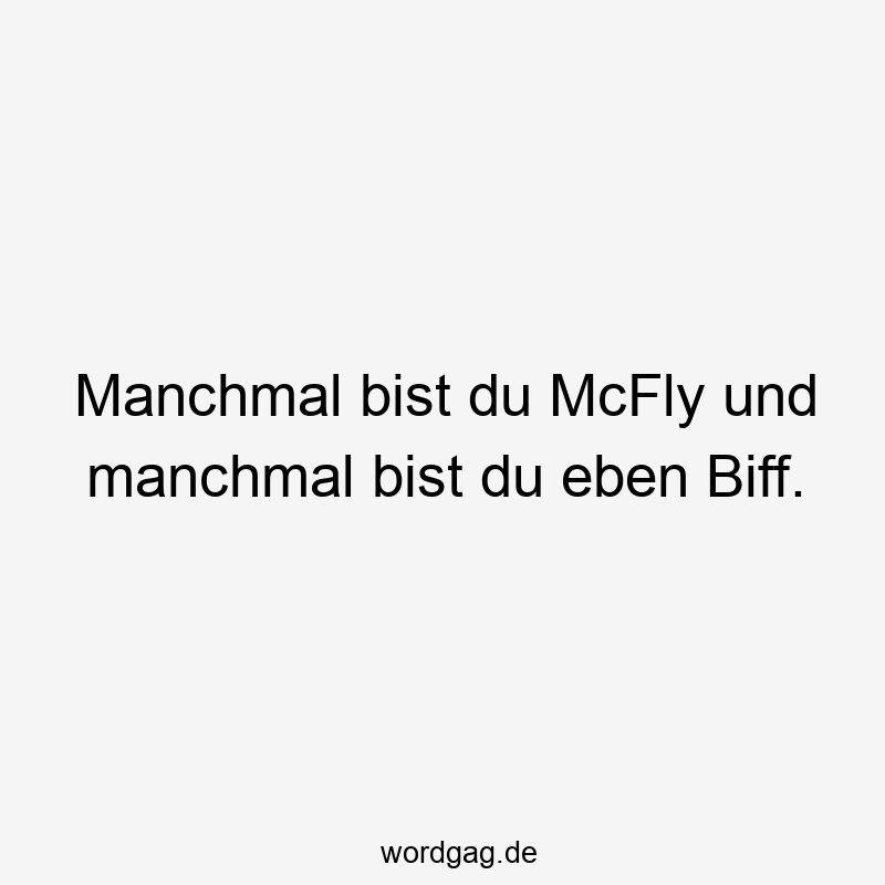 Manchmal bist du McFly und manchmal bist du eben Biff.
