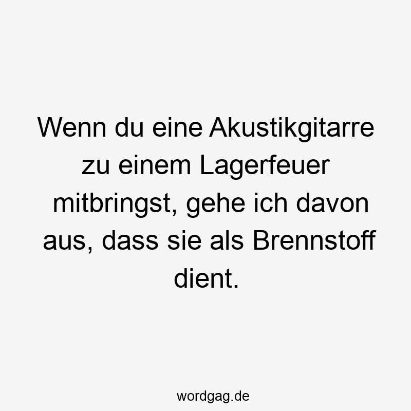 Wenn du eine Akustikgitarre zu einem Lagerfeuer mitbringst, gehe ich davon aus, dass sie als Brennstoff dient.