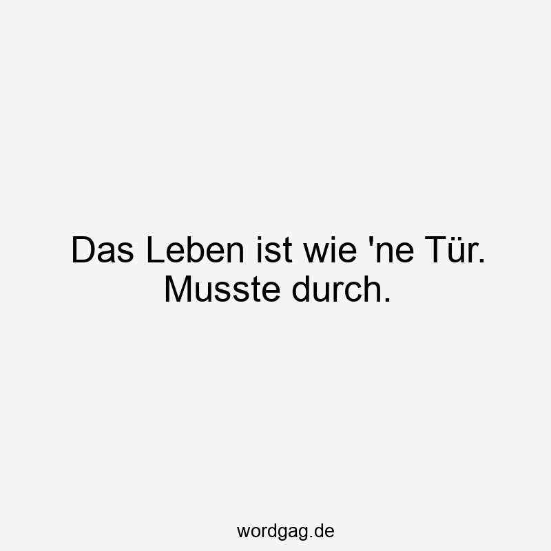 Das Leben ist wie ’ne Tür. Musste durch.