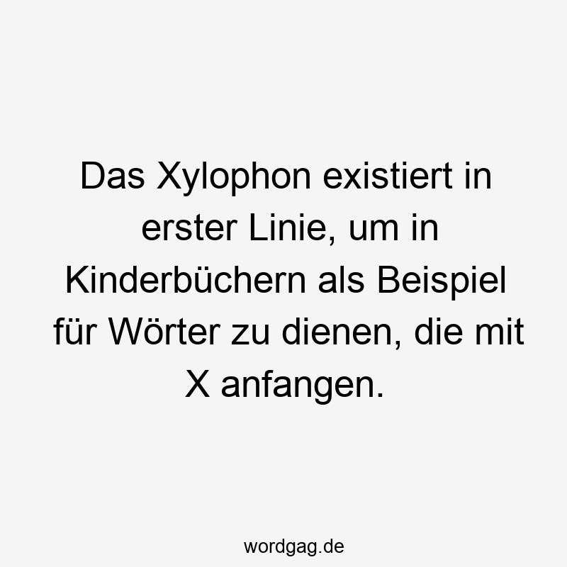 Das Xylophon existiert in erster Linie, um in Kinderbüchern als Beispiel für Wörter zu dienen, die mit X anfangen.