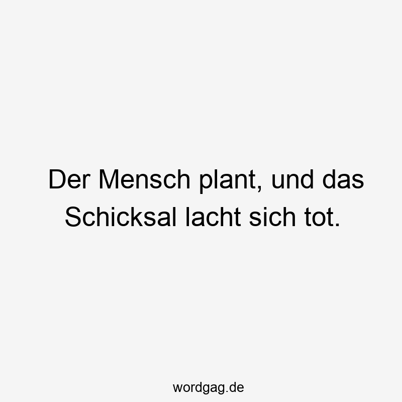 Der Mensch plant, und das Schicksal lacht sich tot.