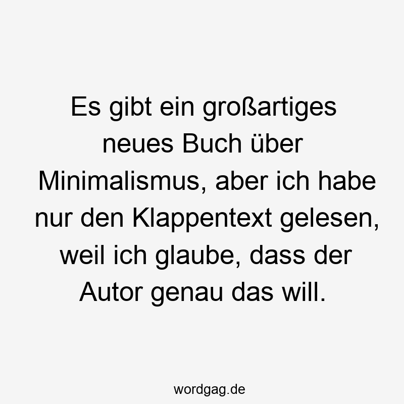 Es gibt ein großartiges neues Buch über Minimalismus, aber ich habe nur den Klappentext gelesen, weil ich glaube, dass der Autor genau das will.