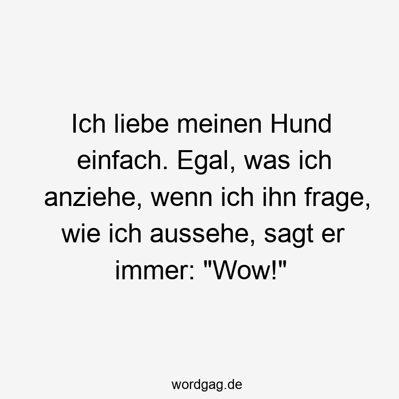 Ich liebe meinen Hund einfach. Egal, was ich anziehe, wenn ich ihn frage, wie ich aussehe, sagt er immer: „Wow!“