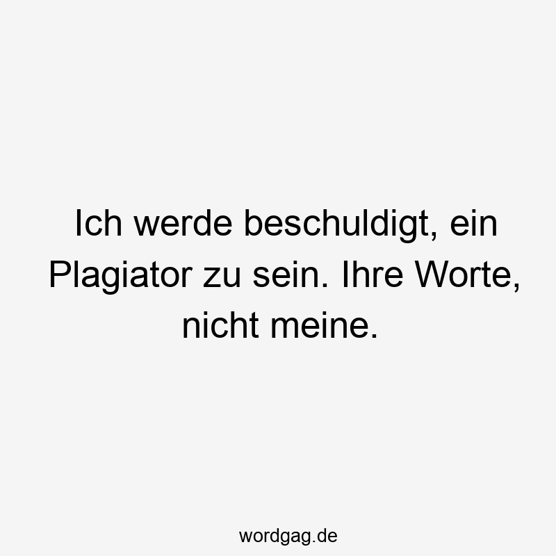 Ich werde beschuldigt, ein Plagiator zu sein. Ihre Worte, nicht meine.
