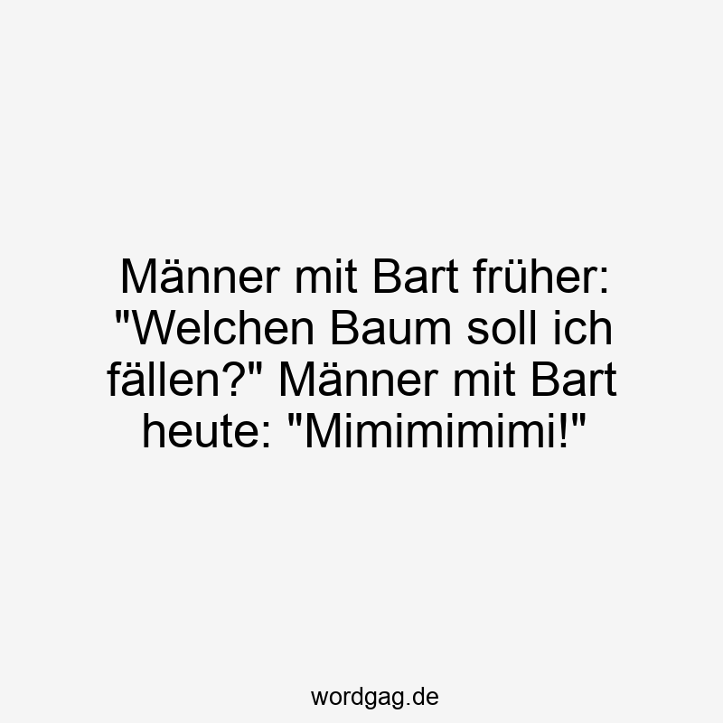 Männer mit Bart früher: „Welchen Baum soll ich fällen?“ Männer mit Bart heute: „Mimimimimi!“