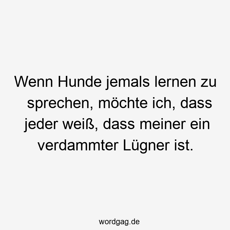 Wenn Hunde jemals lernen zu sprechen, möchte ich, dass jeder weiß, dass meiner ein verdammter Lügner ist.