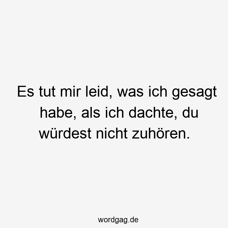 Es tut mir leid, was ich gesagt habe, als ich dachte, du würdest nicht zuhören.